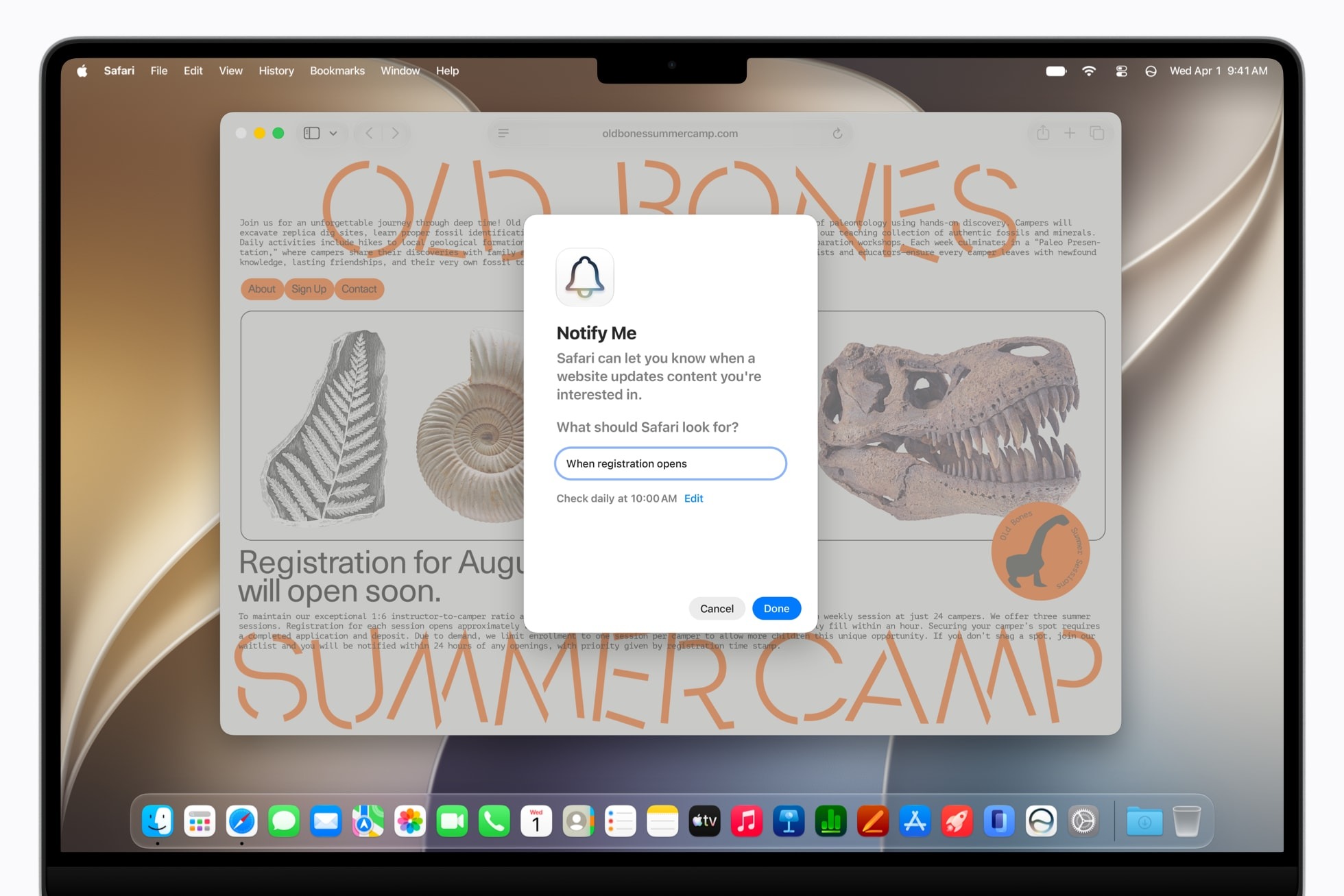 Configurando Safari Notify Me para monitorear cambios en una página web