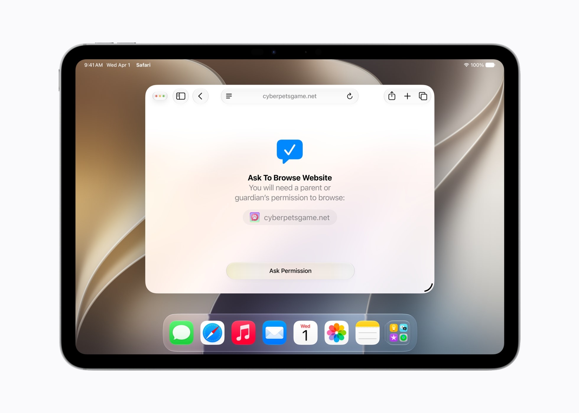 Ask to Browse en iPad: el menor solicita permiso para visitar un nuevo sitio