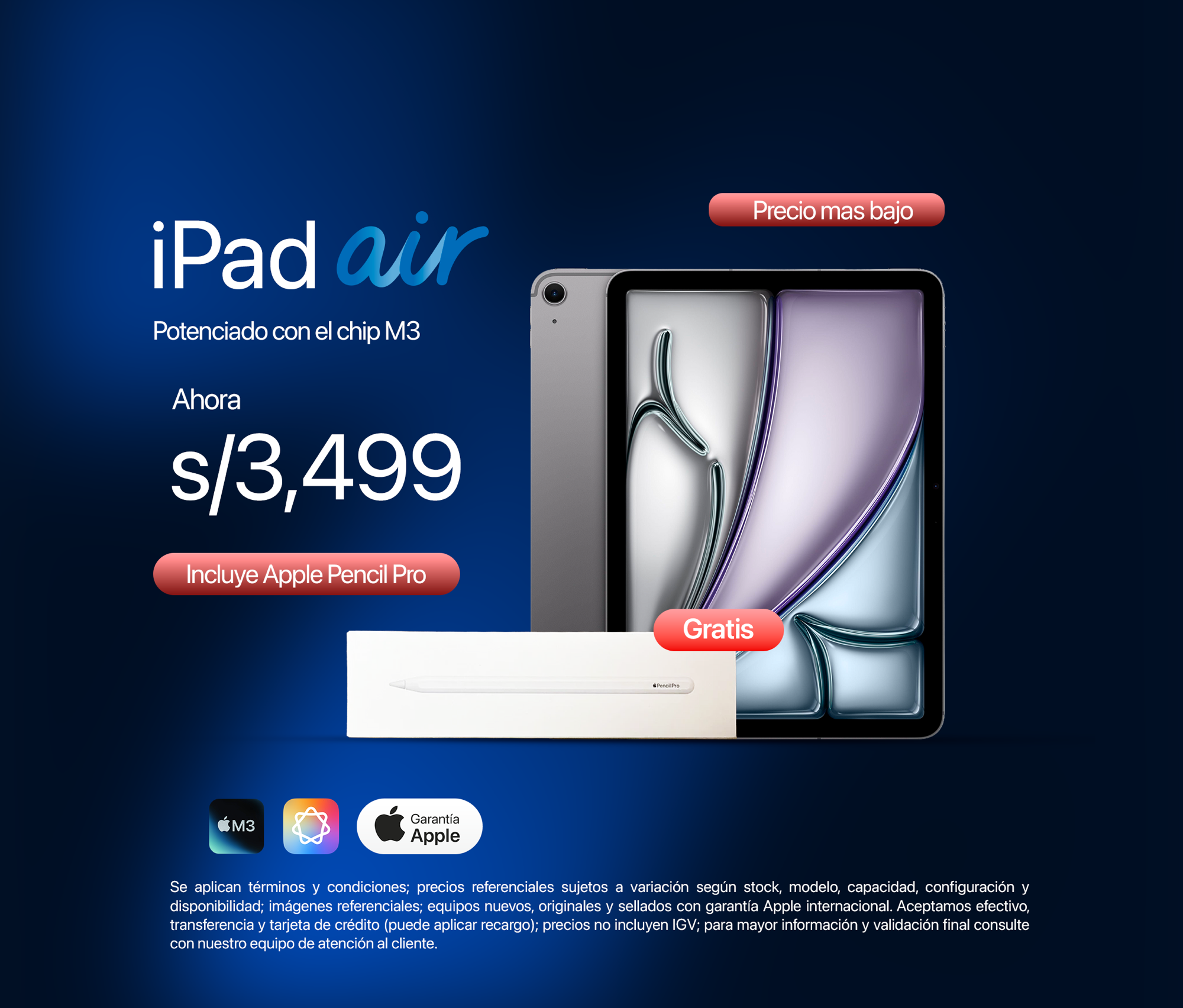iPad Air M3 — Ahora S/ 3,499, incluye Apple Pencil Pro
